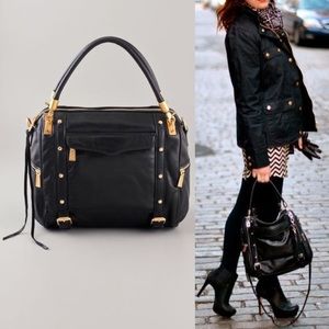 Rebecca Minkoff Black Cupid Satchel Bag with Gold